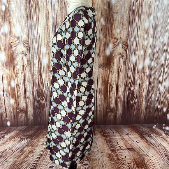 Tory Burch 3/4 Sleeve Silk Patterned Sequin Accent Dress 6 - Picture 4 of 8